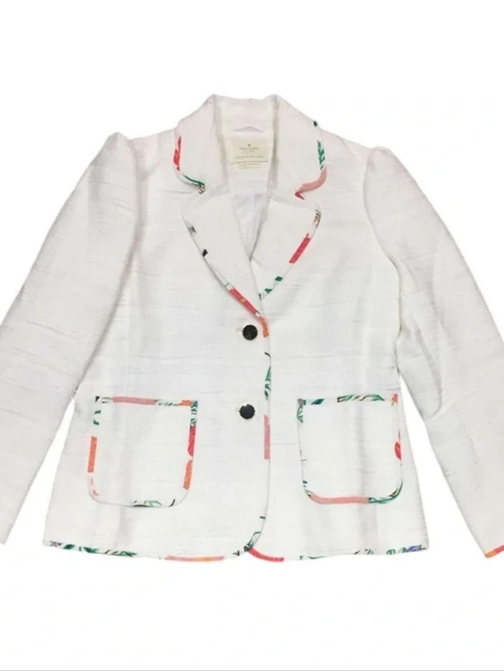 $428 Kate Spade White Blossom Trim Tweed Jacket - Picture 11 of 16